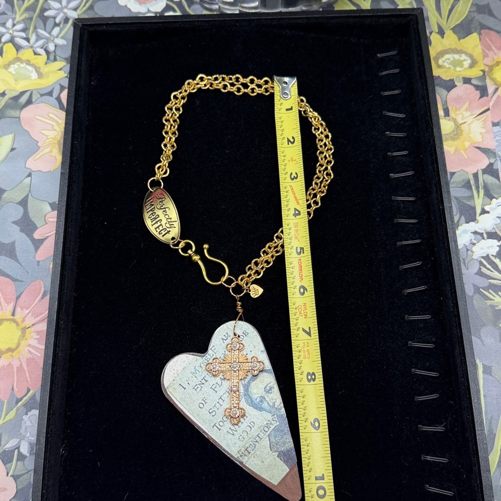 👑Adorned Crown Jewelry assemblage rusty heart good intentions stmnt necklace - Picture 7 of 11